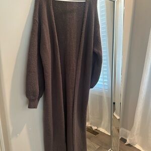 Cozy Brown Long Cardigan Sweater